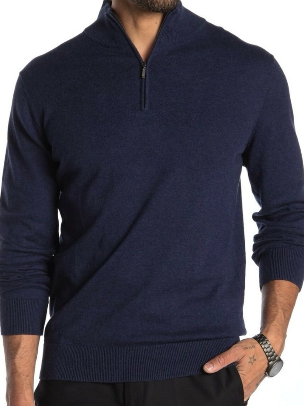 Michael Kors Men’s Navy Blue 1/4 Zip Pullover Sweater Size M